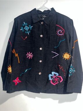 JENNIFER & GRACE Art to Wear button down lightweight shacket